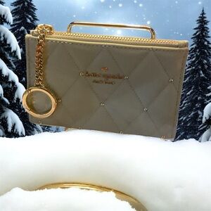 Kate Spade Taupe Quilted Wallet with Gold Accents